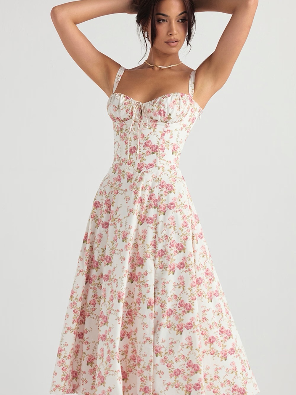 House of CB Carmen Dress - XS Midi Dress with Pink Floral Print